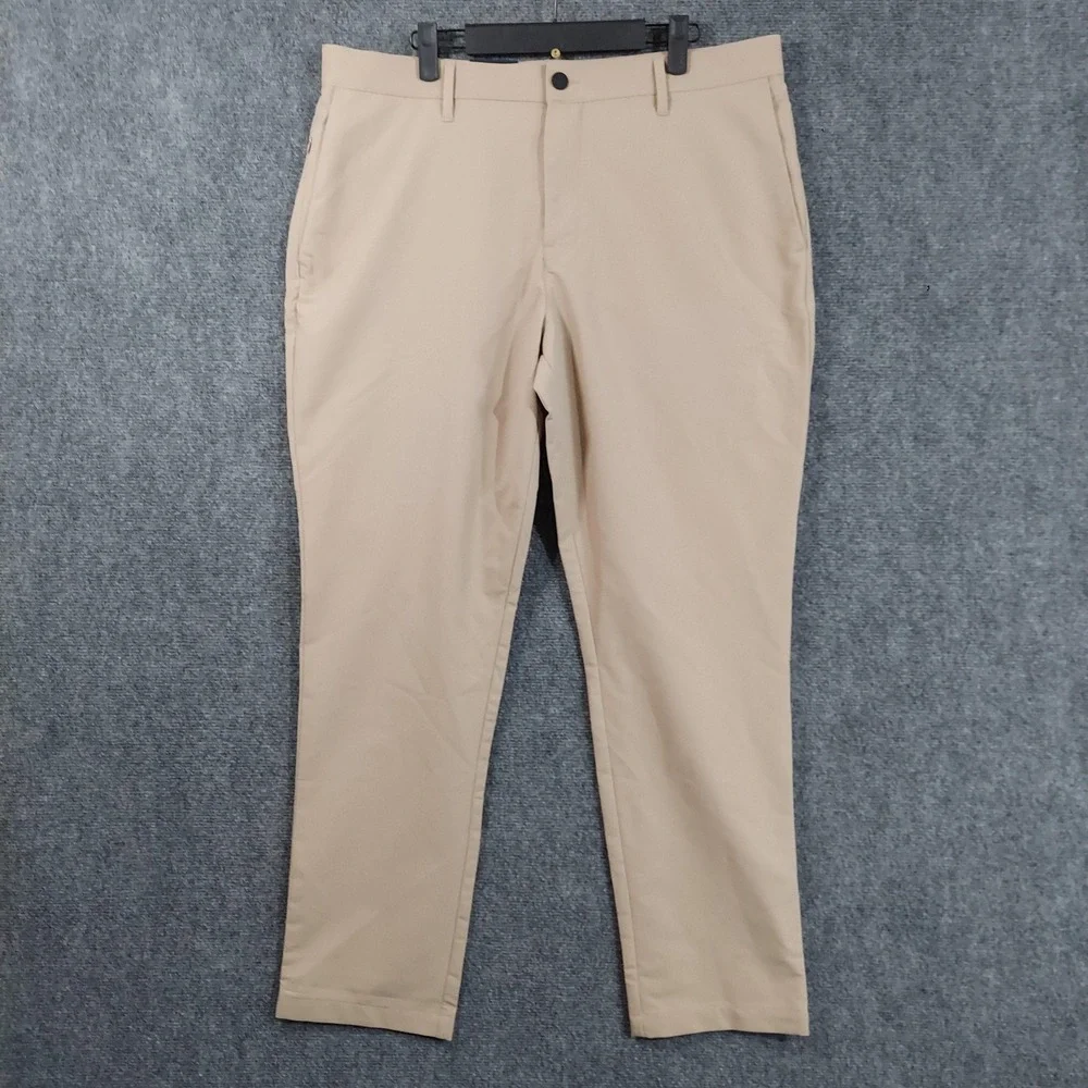 NEW Banana Republic Pants Mens 36x30 Beige Dress Flat Front Slim Microfiber